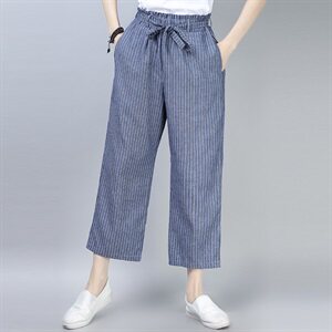 牛仔宽松休闲个性纯色简约都市竖条九分裤2025年夏季直筒裤子棉图片