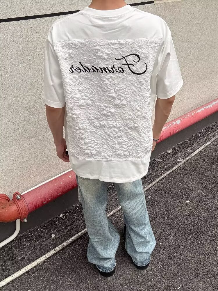 美式黑色立体浮雕短袖男款夏季小众提花刺绣t恤重磅cleanfit半袖,男装T恤,四季星座505