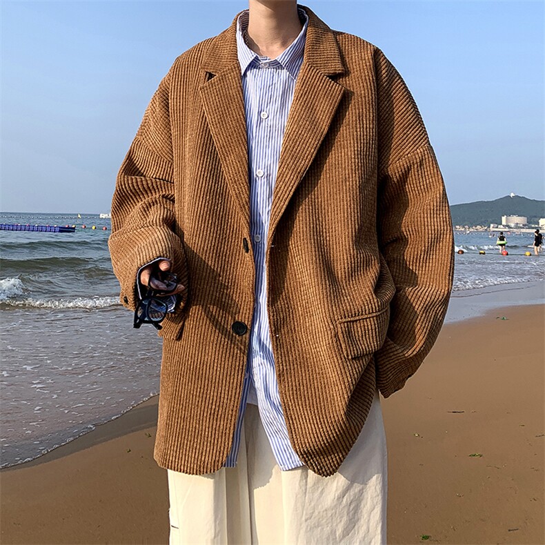 春季新款小西装复古港风灯芯绒外套男ins潮流西服夹克W1865-P60,男装西服,星座512-3