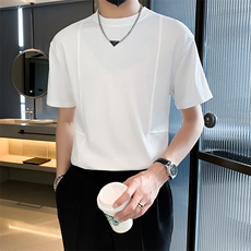 夏季新款褶皱肌理质感宽松韩版廓形短袖T恤男坠感半袖打底衫T554，男装T恤，星座1116A-2（原606A-1）