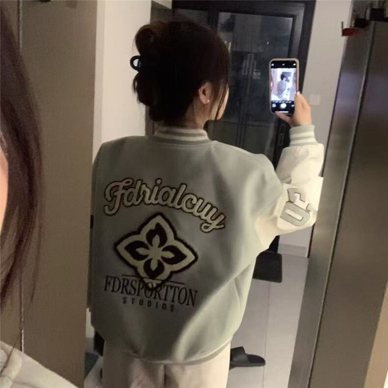 这件绝美!!!【菱形绣花】美式复古运动棒球服外套女秋冬宽松夹克,男装夹克,星座1210-1