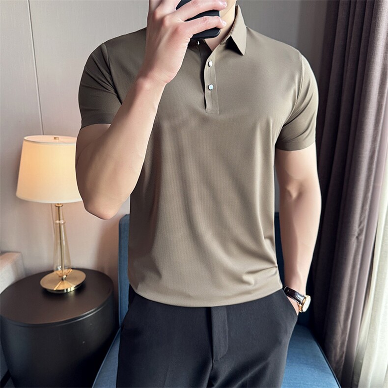 2024夏季新款冰丝无痕宽松翻领POLO衫男57713-p50,男装Polo衫,电商D303