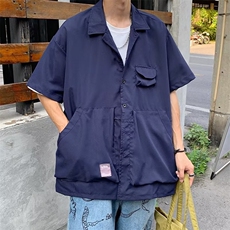 日系五分袖夏季新款衬衫潮流慵懒男方领衬衫S2238P38，男装衬衫，星座1116-2
