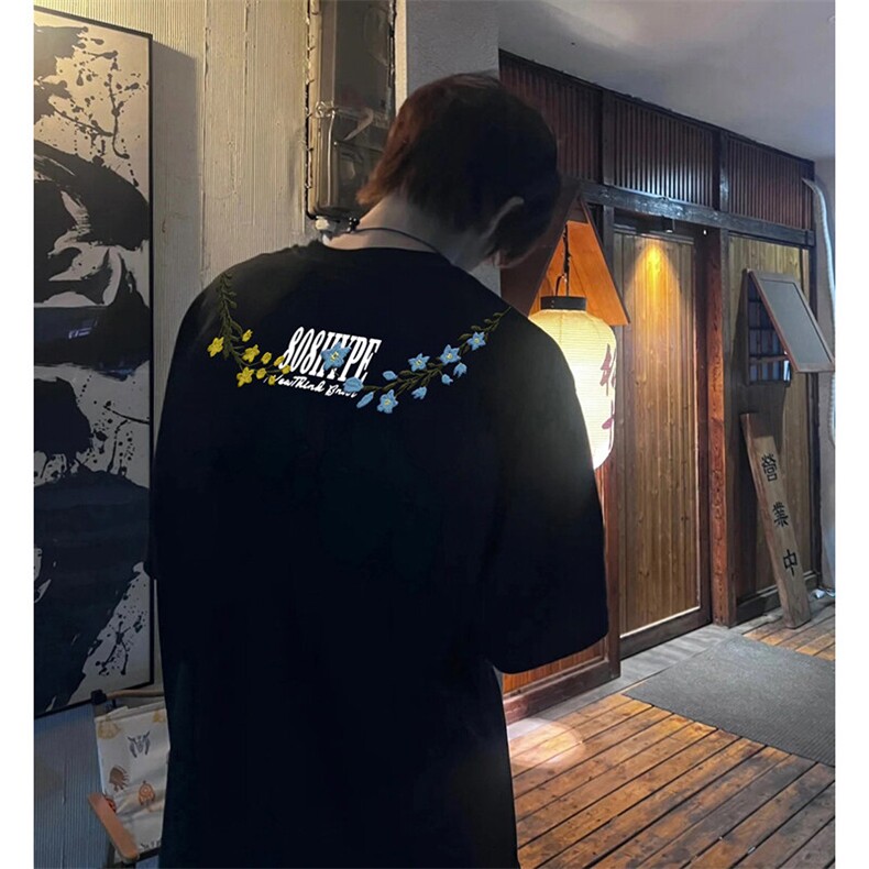 万针全刺绣解构设计260克重磅双纱纯棉高品质美式高街短袖T恤特33,男装T恤,电商A486