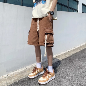 潮牌夏季新款休闲裤男潮流青春流行运动裤条纹宽松型五分裤图片