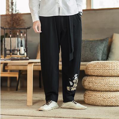 20风春秋季棉麻休闲裤男宽松刺绣阔腿小脚裤QT6005-合集,男装休闲裤,星座1112-5（原712-5）