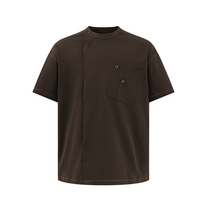 南夏乔装2025夏季新款日系纯色口袋装饰圆领短袖复古潮流休闲T恤，男装T恤，电商S006（B521）