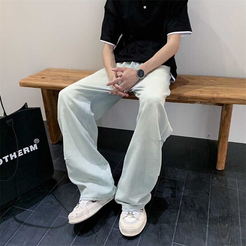 现货浅蓝色复古直筒牛仔裤设计款潮人款男裤长期有货566P38,男装牛仔裤,星座902A