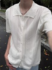 复古衬衫男夏装港风学生宽松小众设计感趣味新款男装上衣外穿，男装衬衫，四季星座505