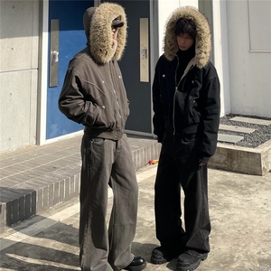 203-6 MY916 P93特 大毛领连帽棉服外套 潮牌派克服座山雕图片