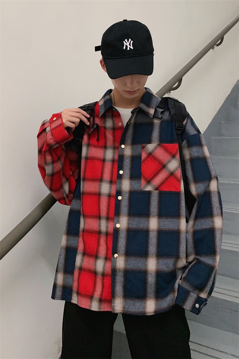 19/秋冬撞色格子磨毛长袖衬衫两色CS01/P45有差价（50）,男装衬衫,星座1506-1