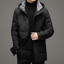 21冬季新款羽绒服男中长款潮流休闲厚款男士纯色外套ZG2935-P300，男装羽绒服，电商B212（原钱塘6029）