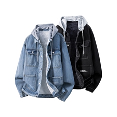 JK668J加绒-P95-限138M-5XL羊羔毛连帽外套牛仔棉服大码座山雕，男装棉衣，星座116