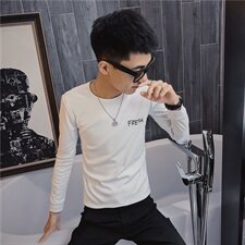 3秋季长袖修身T恤印花社会精神小伙韩版潮男打底衫C301B-CT13，男装T恤，电商C301B