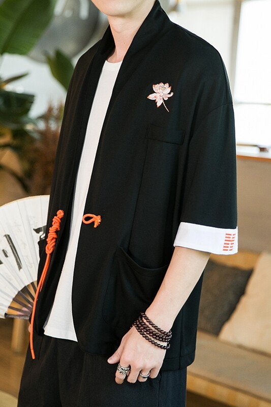 夏季风绣花外套汉服改良道袍夹克开衫新中式男女潮JK23/P65,男装夹克,钱塘713
