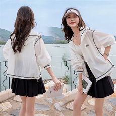 现货2025夏装新款印花连帽防晒衣，女装防晒衣，慕依路