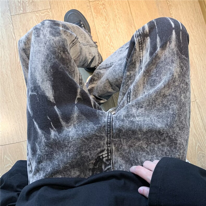 渐变高街vibe牛仔裤男潮夏季设计感炸街修身牛仔裤NY18P42,男装牛仔裤,星座1116-2
