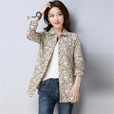 时尚都市修身显瘦气质个性2024年秋款印花长袖衬衫排多扣休闲潮流，女装衬衫，风姿绰