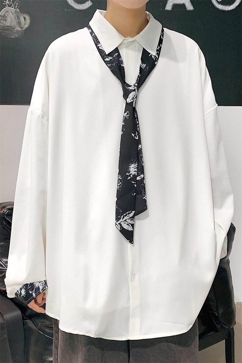 秋季港风青春流行休闲大码宽松长袖衬衫男衬衣CS7974P45控68,男装衬衫,星座226-1