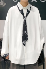 秋季港风青春流行休闲大码宽松长袖衬衫男衬衣CS7974P45控68，男装衬衫，星座226-1