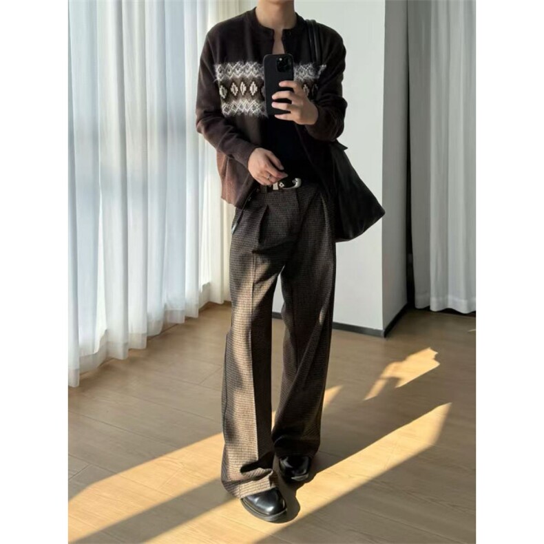 现货~费尔岛提花水貂毛针织开衫毛衣外套MY2575批68,男装针织衫/毛衣,星座1411A-6