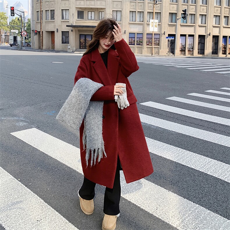 高品质安哥拉红内胆羽绒呢大衣时尚显瘦长款外套，女装羽绒服，新思路