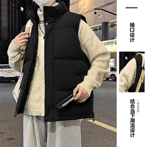加绒加厚男立领棉马甲棉袄面包服保暖背心大码M-5XL MJ908 P40图片