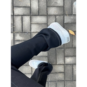 自家图，复古黑色牛仔裤男秋冬微喇叭cleanfit裤子KZA35-P53图片