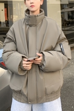 pu皮棉衣男冬季新款加厚棉服宽松面包服棉袄M7166P125控168，男装棉衣，电商A157