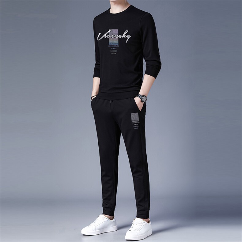 圆领卫衣中老年运动服套装男士大码中年休闲爸爸装2023春秋季新款,男装休闲套装,电商B212（原钱塘6029）