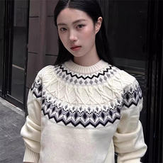 重磅秋冬装北极绒套头毛衣美式复古休闲慵懒风提花工艺针织衫外套，男装针织衫/毛衣，电商A486