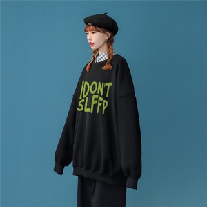 中性23春季新款ins时尚涂鸦字母设计宽松百搭圆领卫衣W154P30控48图片