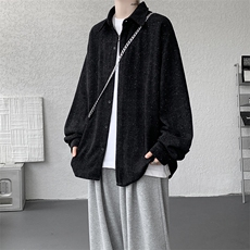 8XL-M人字纹小香风衬衫男生春秋衬衣宽松慵懒垂感外套CS29008P45，男装衬衫，电商B312