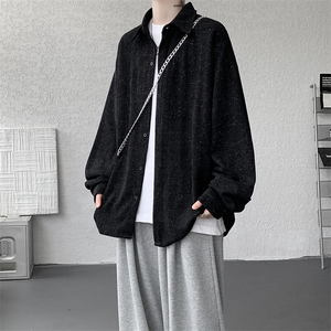 8XL-M人字纹小香风衬衫男生春秋衬衣宽松慵懒垂感外套CS29008P45图片