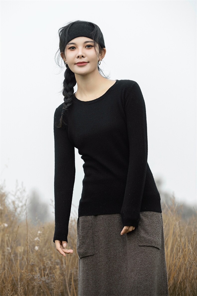 优雅气质秋冬必备高级简约经典,女装羊毛衫,米琪莲羊绒