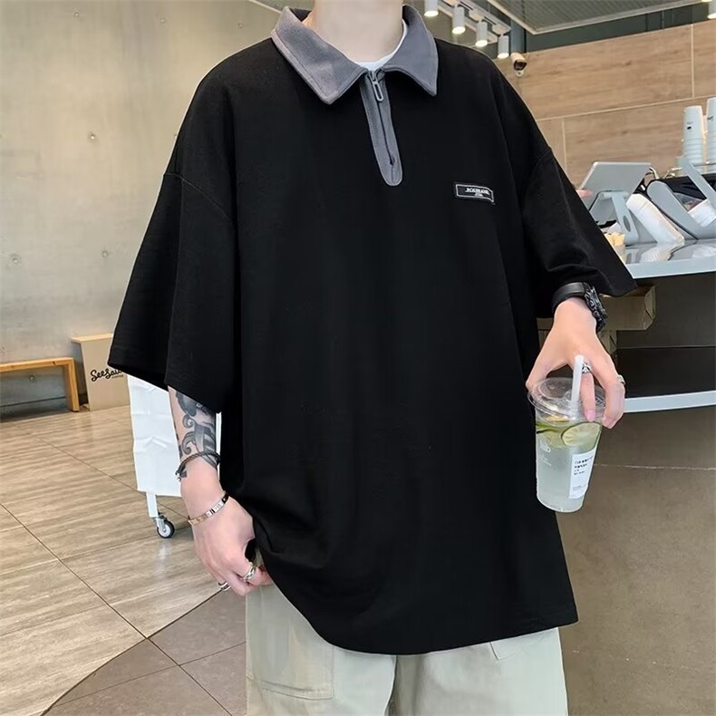 翻领短袖T恤男简约百搭休闲打底五分袖POLO衫F232P36,男装Polo衫,星座1116-2