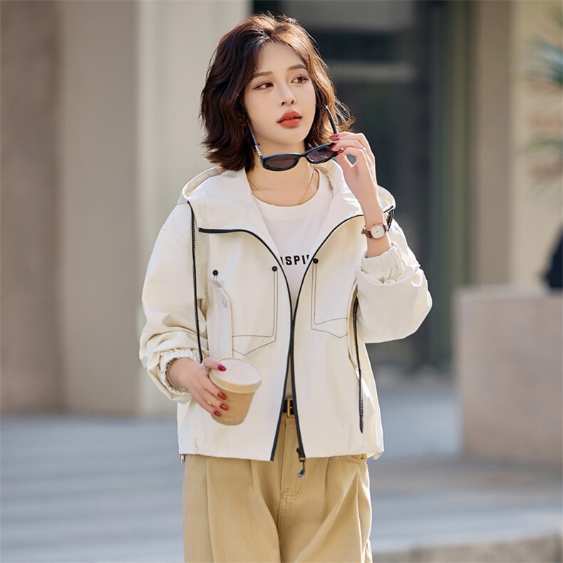 休闲白色外套女短款2025年春秋新款时尚超好看小个子百搭夹克上衣,女装短外套,靓星雨