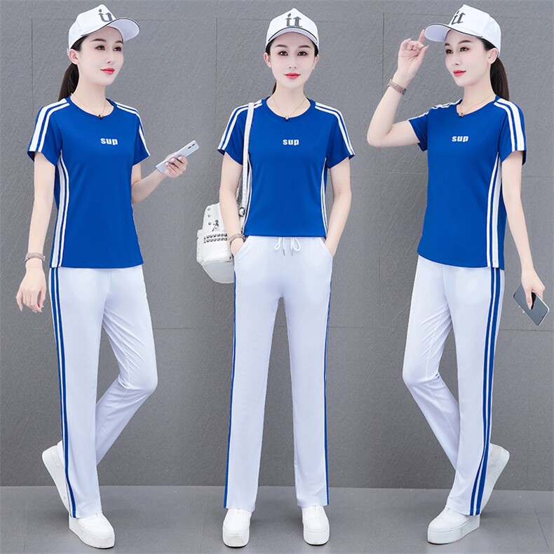 燕颉运动服套装夏装女2023年冰丝夏季薄款短袖休闲时尚两件套洋气,女装套装/套裙,燕颉服饰