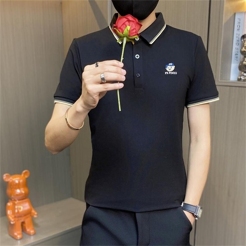 PL033-P40社会小伙男士polo衫夏季刺绣翻领短袖t恤潮流休闲,男装Polo衫,电商D310B
