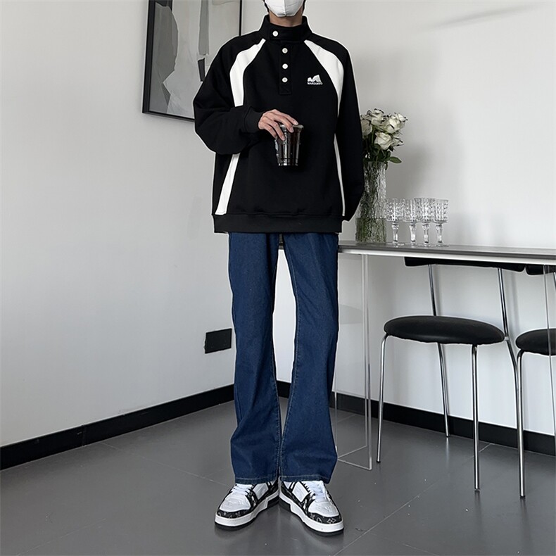 自家图主推货足大码黑色毛边微喇黄泥牛仔裤直筒裤K10-P50,男装牛仔裤,星座205