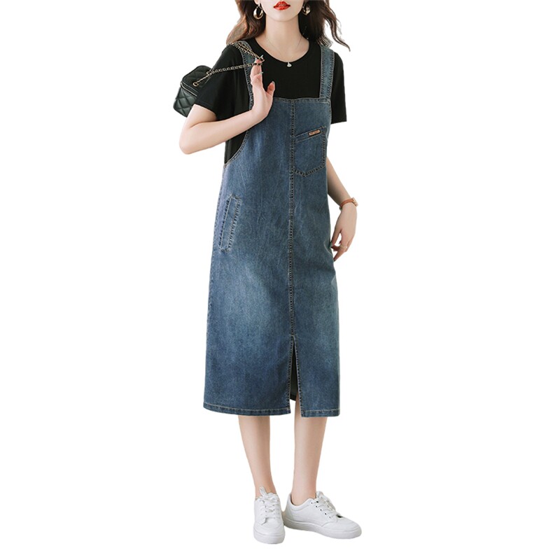 2026夏季新款背带裙短袖T恤牛仔裙女连衣裙漂亮女裙,女装连衣裙,霓裳依族