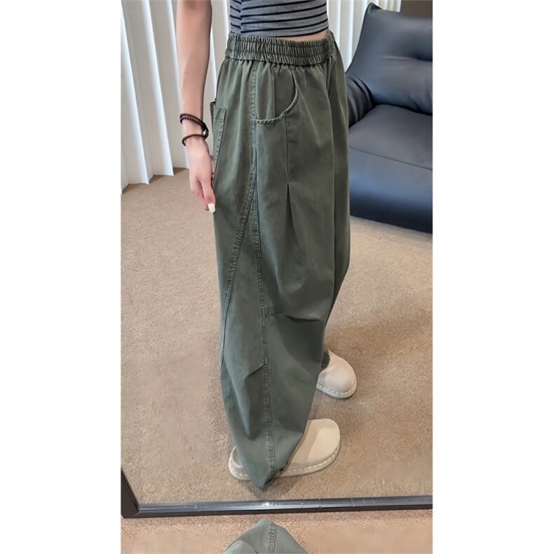 KZ03-P40军绿色褶皱弯刀裤男秋季美式复古阔腿工装裤伞兵裤，男装工装外套，星座215-1