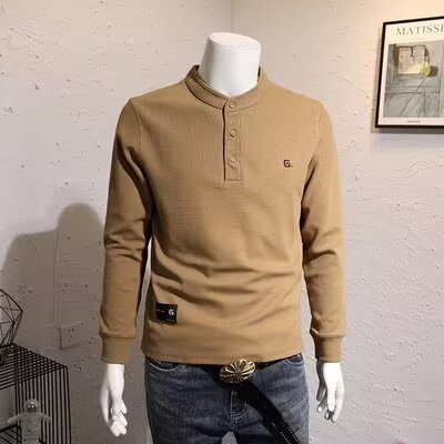 男2025春秋季新款纯色韩版圆领宽松休闲长袖t恤XZ302B-1-T72P30图片