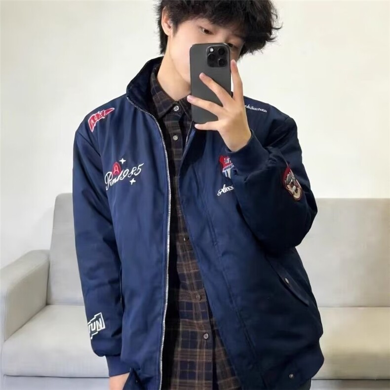 2026春秋美式嘻哈刺绣拼色棒球服外套男潮牌街头宽松情侣休闲夹克,男装夹克,星座1210-1