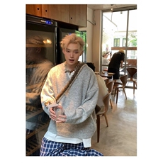 秋冬美式复古V领简约毛衣男女宽松休闲慵懒百搭上衣Y1001-P53，男装针织衫/毛衣，星座1109-3