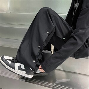 侧排纽扣垂感阔腿裤男女同款宽松2022设计感高街休闲裤 K3344-P36图片