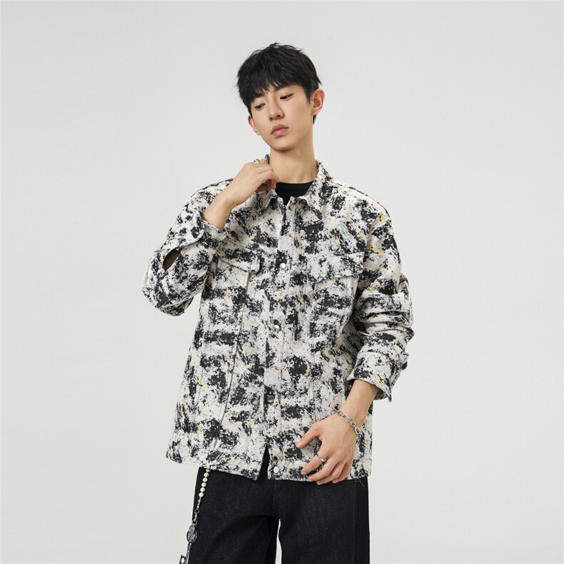 可二开定制扎染雾霾小香风面料大码M-5XL夹克男JK78082P79控128,男装夹克,星座226-1