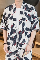 夏季大码风道袍棉麻开衫男女薄款衬衫日系和服外套潮F03/P45，男装衬衫，钱塘713