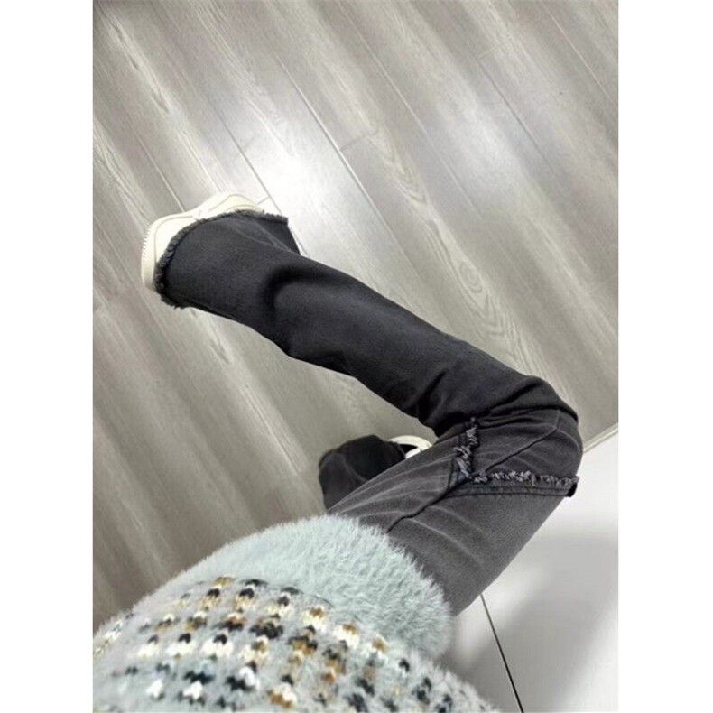 高街渐变微喇叭牛仔裤女春夏高腰显瘦百搭设计感马蹄裤子NA1068,男装牛仔裤,星座1116A（原606A-3）