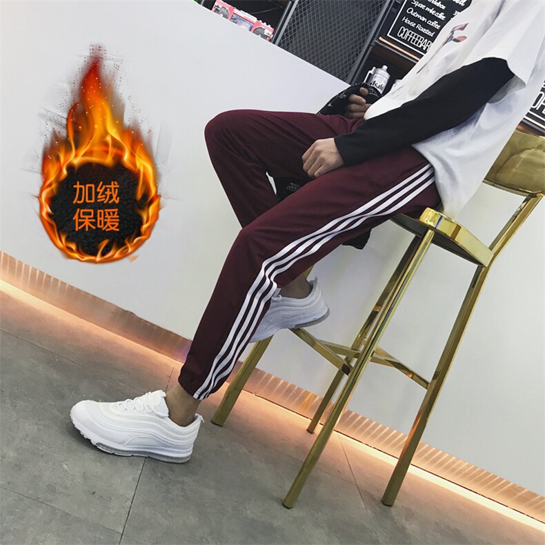 加绒港风中性情侣束脚小脚经典裤子潮卫裤休闲裤男运动裤608/P45,男装休闲裤,星座1506-1